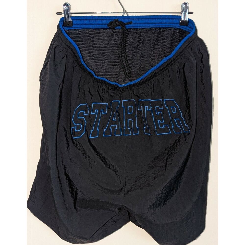 Starter Mens XL Vintage Blue Spell Out Mesh-Lined 100% Nylon Swimming Trunks NWT